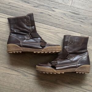 ARTICA | Brown Leather Waterproof Ankle Boots with Buckle Size EU40